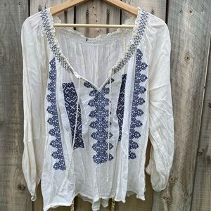 Embroidered sheer summery beachy shirt